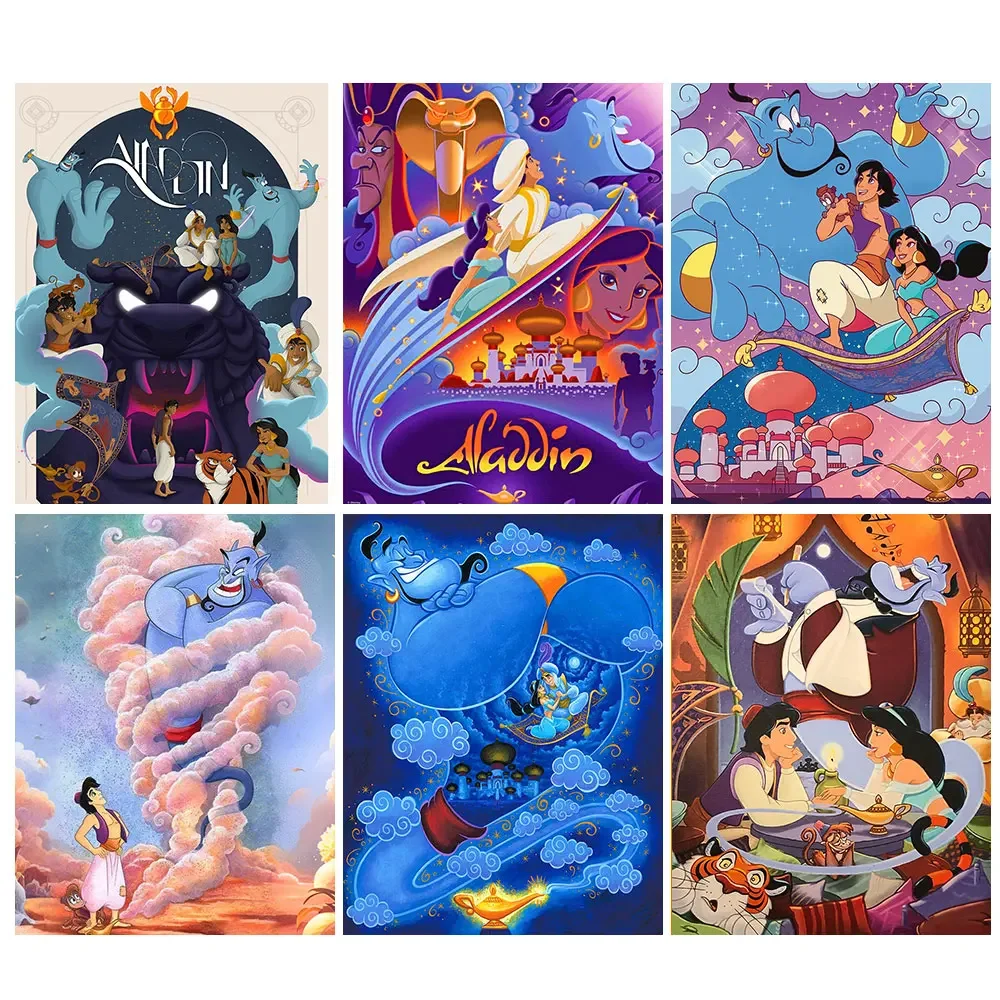 Kit de pintura de diamantes de Disney Aladdin, mosaico de diamantes de princesa Jasmine 5D DIY, Kits de punto de cruz, arte de diamante, decoración del hogar, 2025