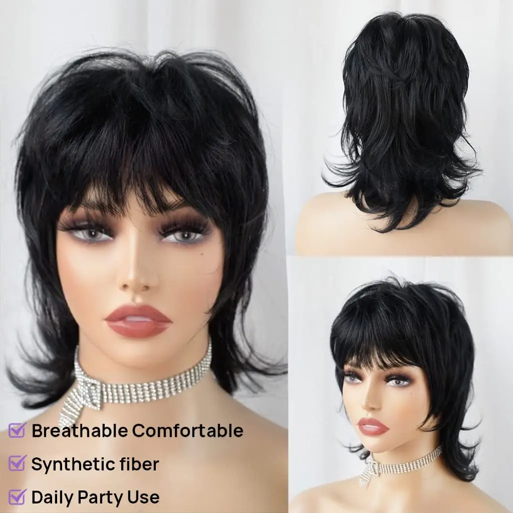 Pixie Cut Human Hair Mullet Wigs For Women Human Hair Wigs With Full Bangs Machine Made Wigs Dovetail Wig Mullet Wig