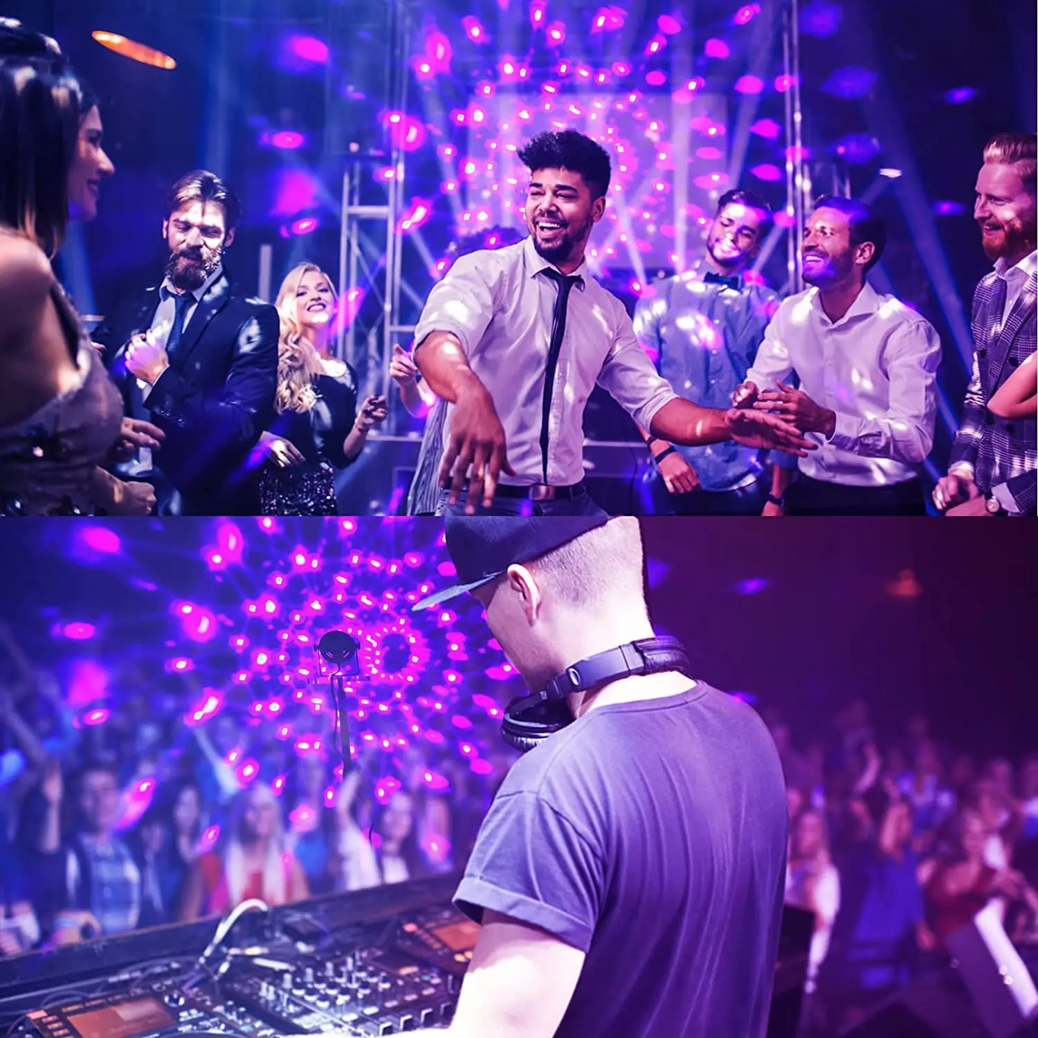 2 шт., черные УФ-лампы для светящихся ламп, 6 Вт, фонарик для дискотеки, освещение с дистанционным управлением, 7 режимов освещения сцены