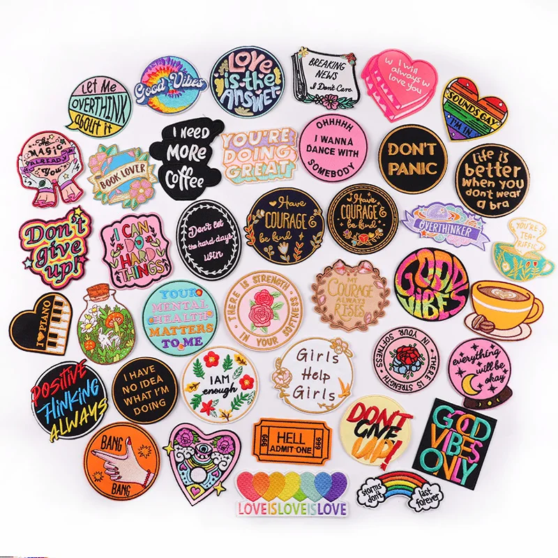 Letter Patch DIY Embroidered Patches On Clothes Cartoon Embroidery Patch Iron On Patches For Clothing Jacket Sew Applique