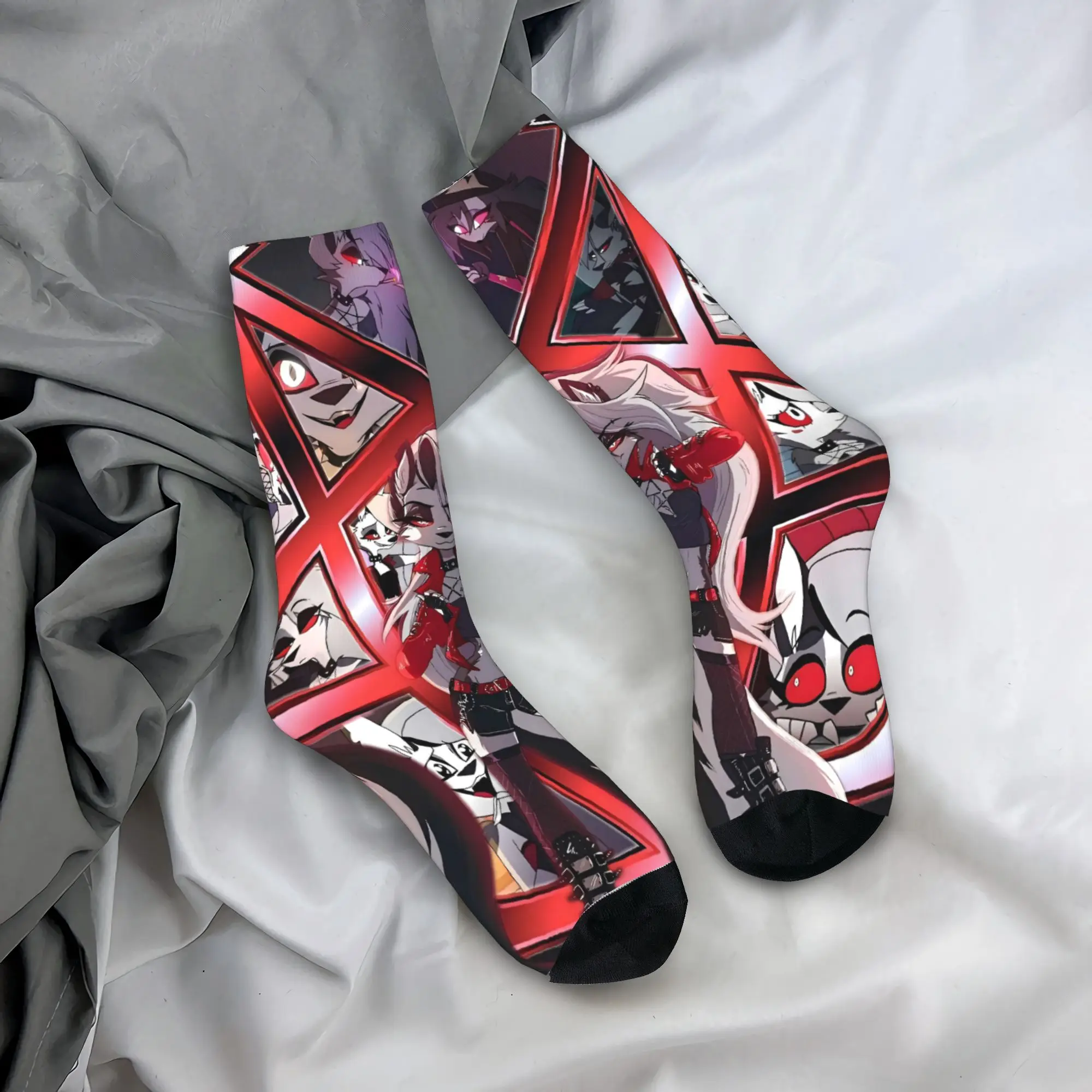 Helluva Boss Loona Socks  Pattern Stockings Non-Slip Men Socks Soft Breathable Autumn Novelty Climbing Socks