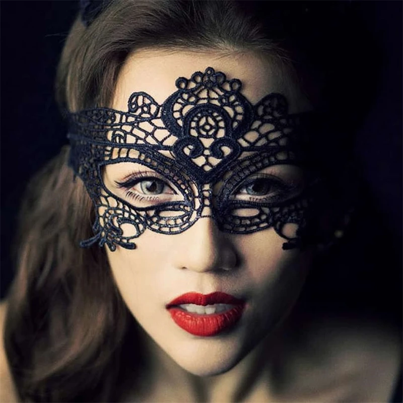 M2EE Sexy Women Queen Mask Lace Hollow Flower Party Mask Eye Masquerade Mask