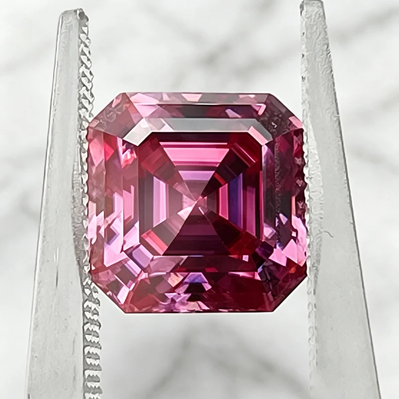 Moissanit-Stein in Asscher-Form, rosa Farbe, Edelstein für DIY-Ringe, Halsketten, Ohrringe, besteht den Diamanttest mit Zertifikat. – Detail 6