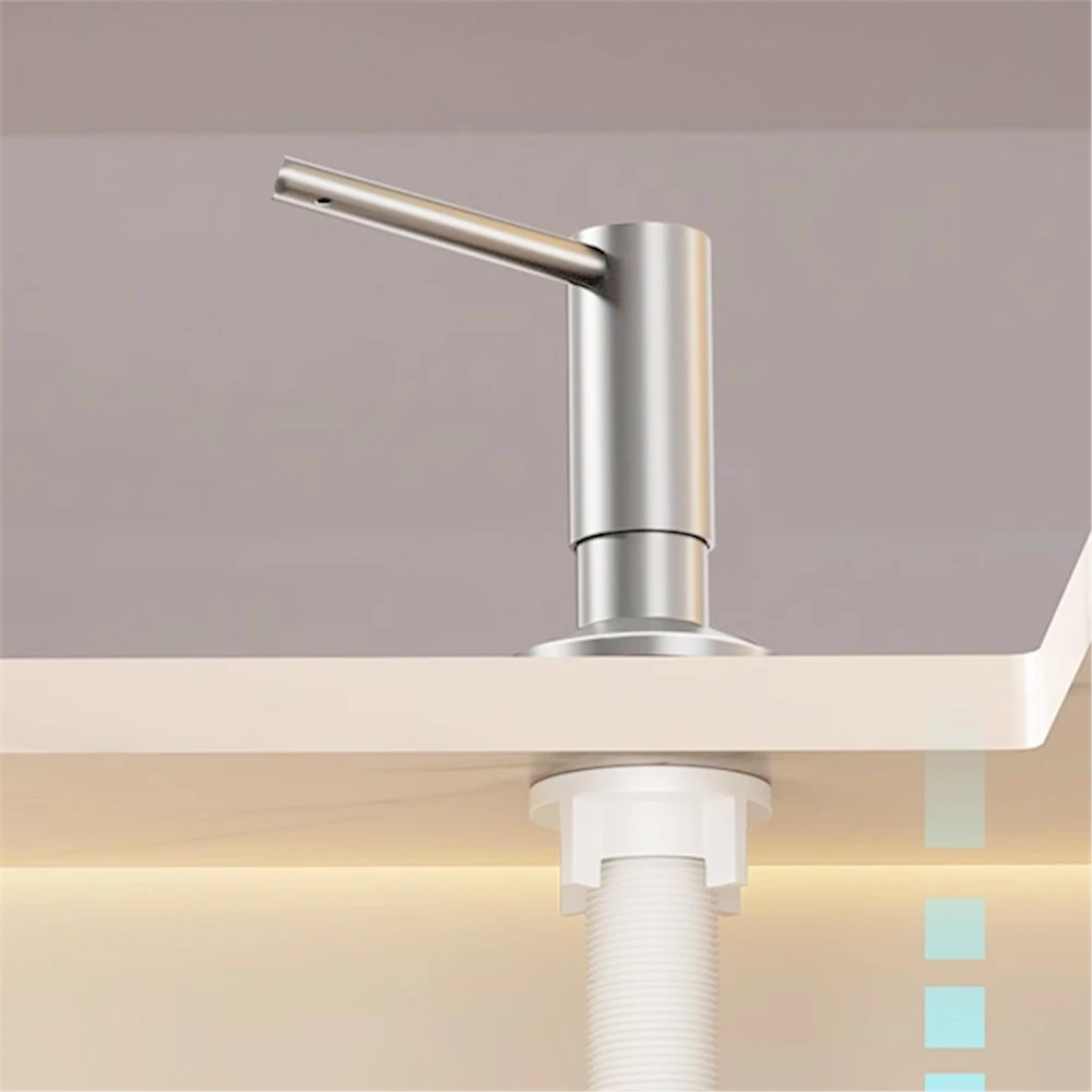 

Встраиваемый дозатор моющего средства для кухонной раковины, дозатор для мыла/антисептика для рук из нержавеющей стали для ванной комнаты, бутылка 500 мл/трубка 100 см