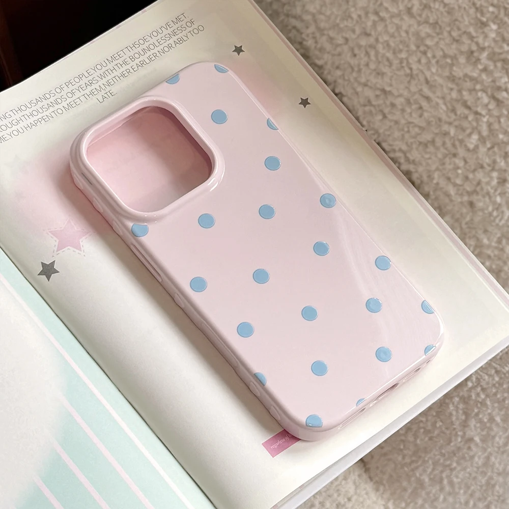 INS Niedliche Polka Dot Weiche Handyhülle für iPhone 14 16 15 17 18 Pro Max Koreanische Candy Pink Handy Schutzhülle Rückseite – Detail 23