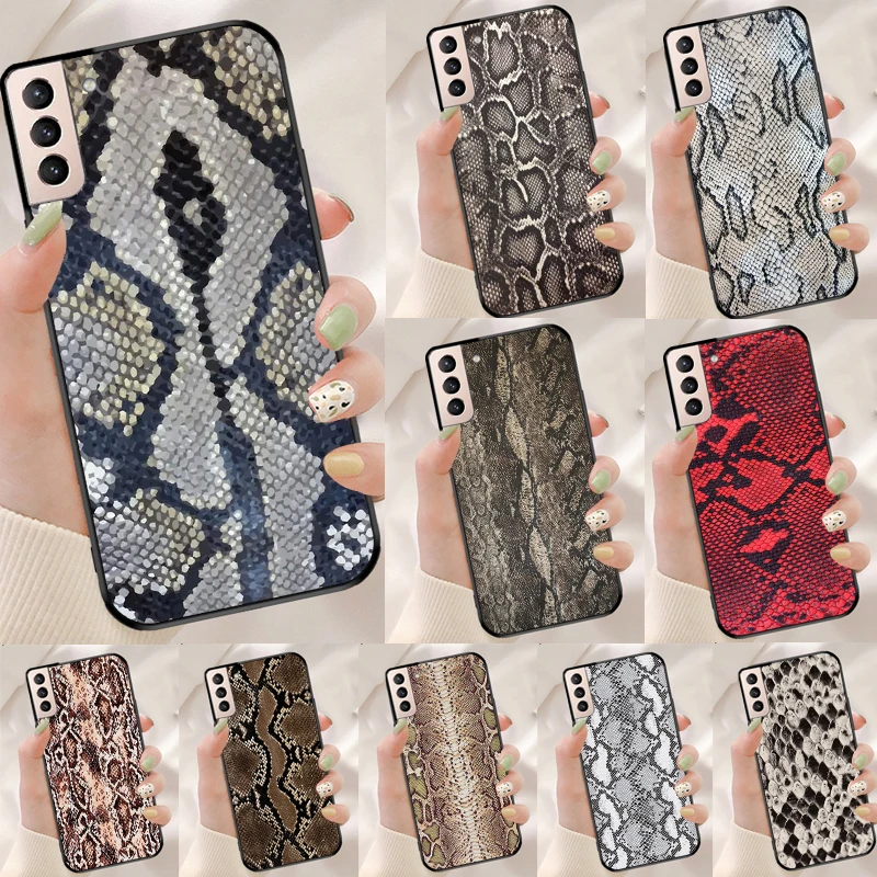 Snake Texture Funda Case For Samsung Galaxy S25 Ultra S9 S10 S20 S22 Plus S21 FE S23 S24 Ultra Phone Cover