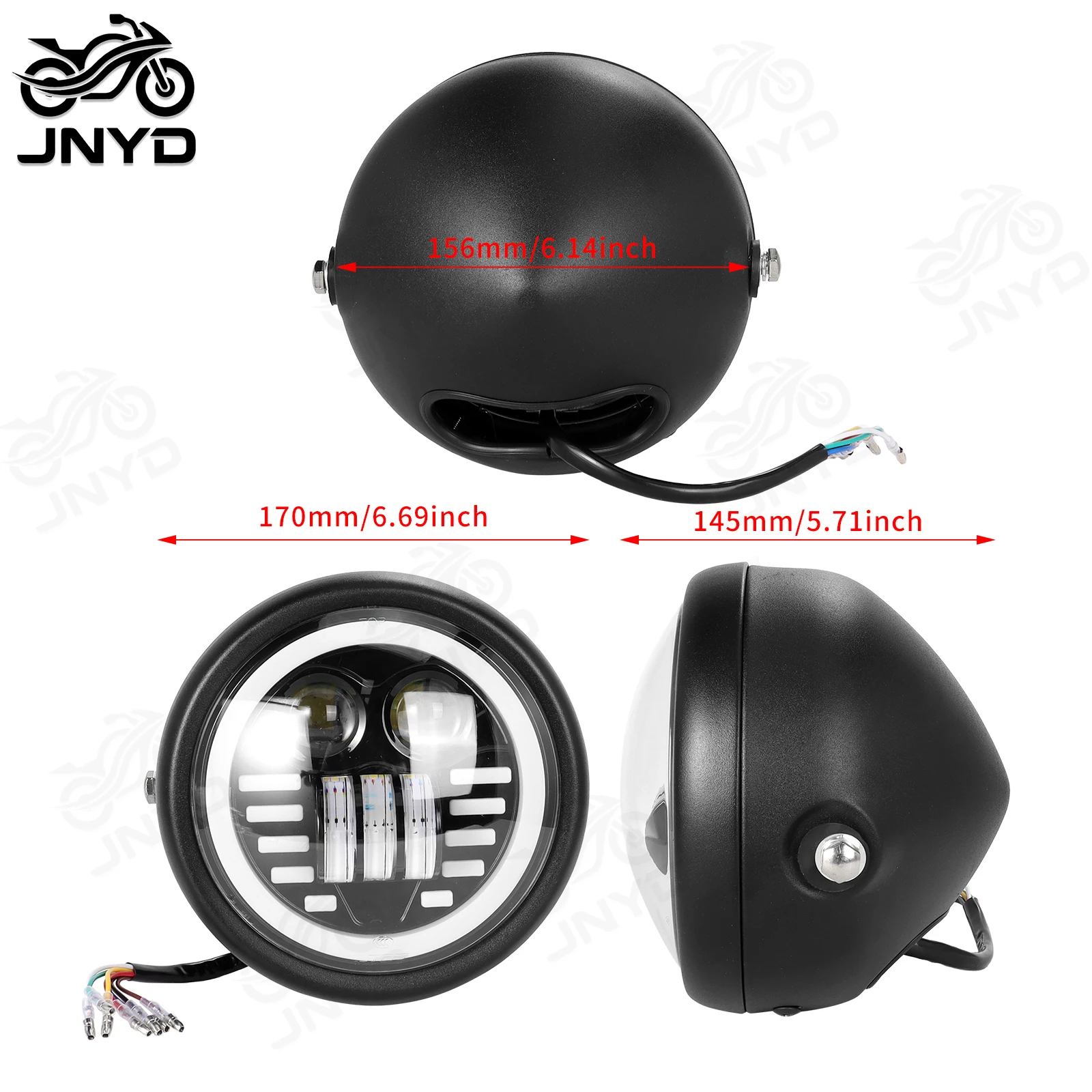 JNYD Motorcycle 6.5 Inch LED Headlight High Low Beam Retro Round Headlamp For Universal Harley Honda BMW Suzuki