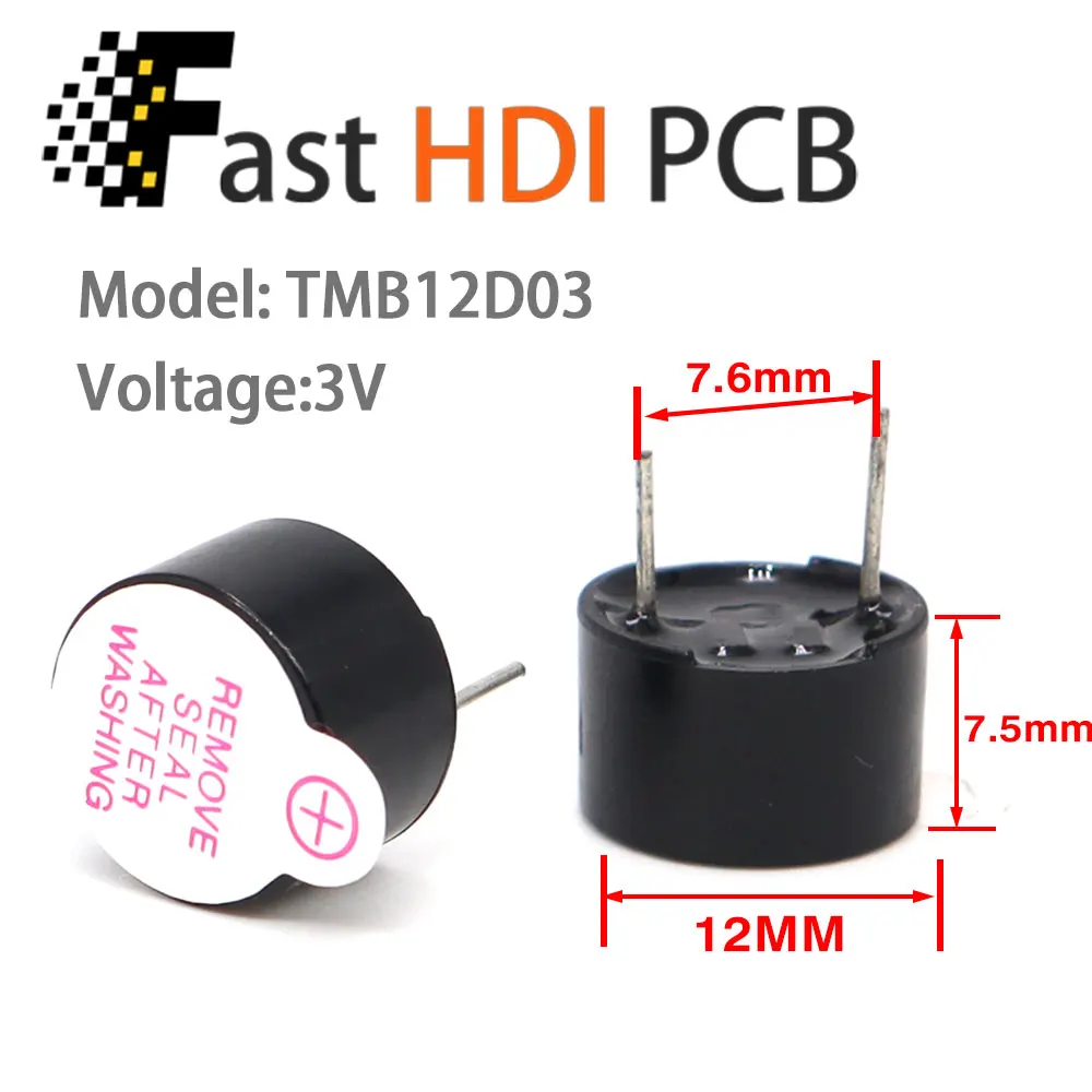 工場供給 TMB12D05 アクティブブザー 5V 12V 3V - 直径 12mm ロングビープ音、30mA低電力、2700±200Hz、迅速な発送