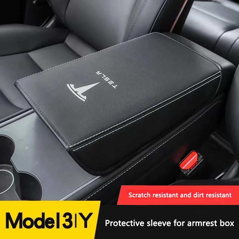 For Tesla Model 3 Highland 2024 Leather Soft Case Car Center Console Arm Rest Lid Auto Central Armrest Box Pad Cover Accessories