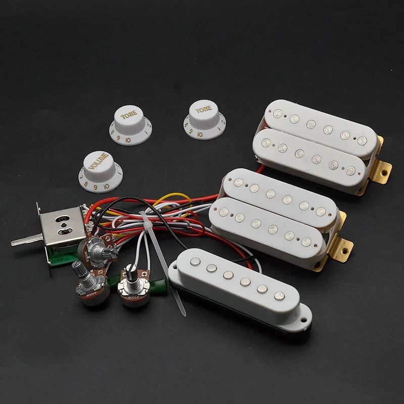 

HSH Humbucker Pickup Electric Guitar Pickguard Loaded Pickguard Pre-Wired Pickups for FD ST Electric Guitar White