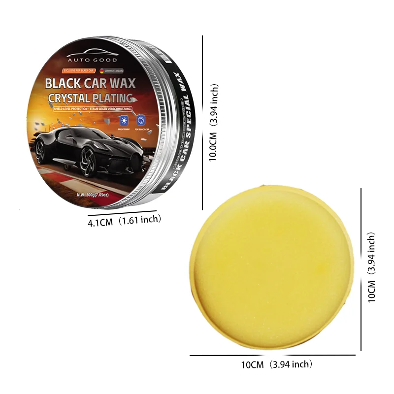 200g Black Car Wax for Car Paint Care, Waterproof Wax, Renovation Polishing Protection, Hydrophobic Coating, With Waxing Sponge!