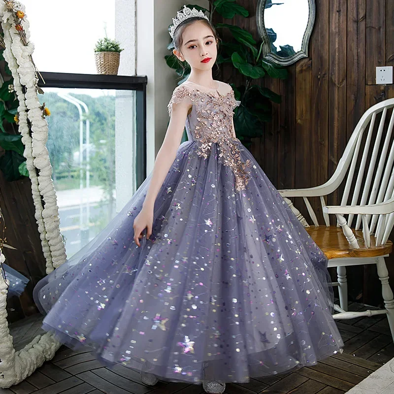 

Flower Girl Dress 2024 Spring New Girl Fluffy Gauze Fashionable and Minimalist Wedding Show Host Dress