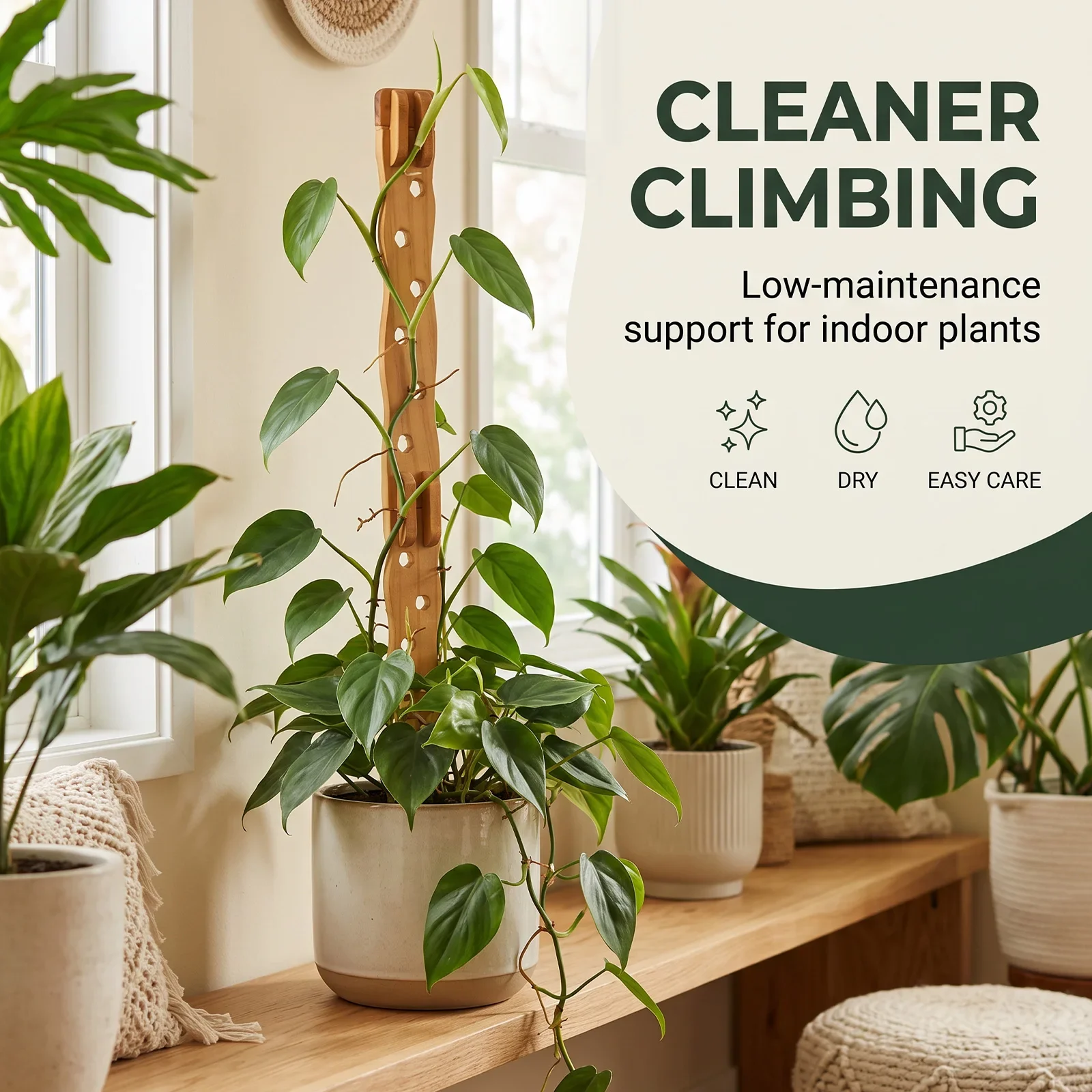 2/4Set Wooden Extendable Houseplant Trelli 2 in 1 Adjustable Plant Climbing Bracket Moss Pole Alternative DIY Garden Accessories