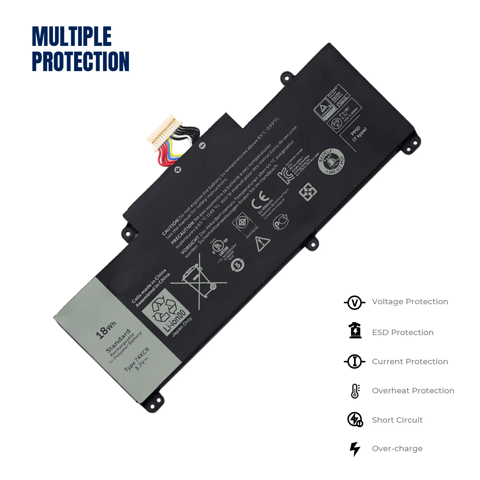 YOOFAN Batería de ordenador portátil 74XCR 074XCR para DELL Venue 8 Pro 5830, T01D, VXGP6, X1M2Y, Serie de tabletas, 3,7 V, 18Wh