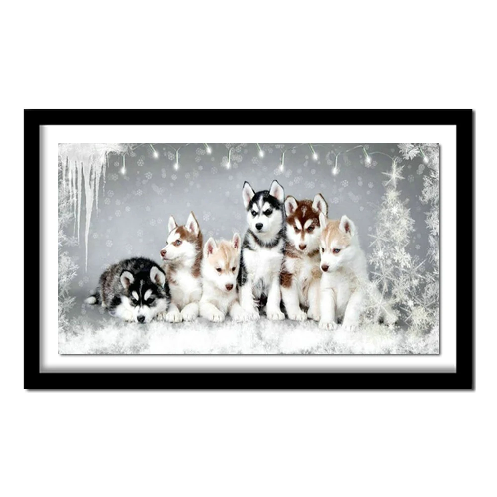 5D Animals Series Diy Diamond Painting Huskies Dog Diamond Embroidery Full round Diy Diamond  wall stickes Decor r1668