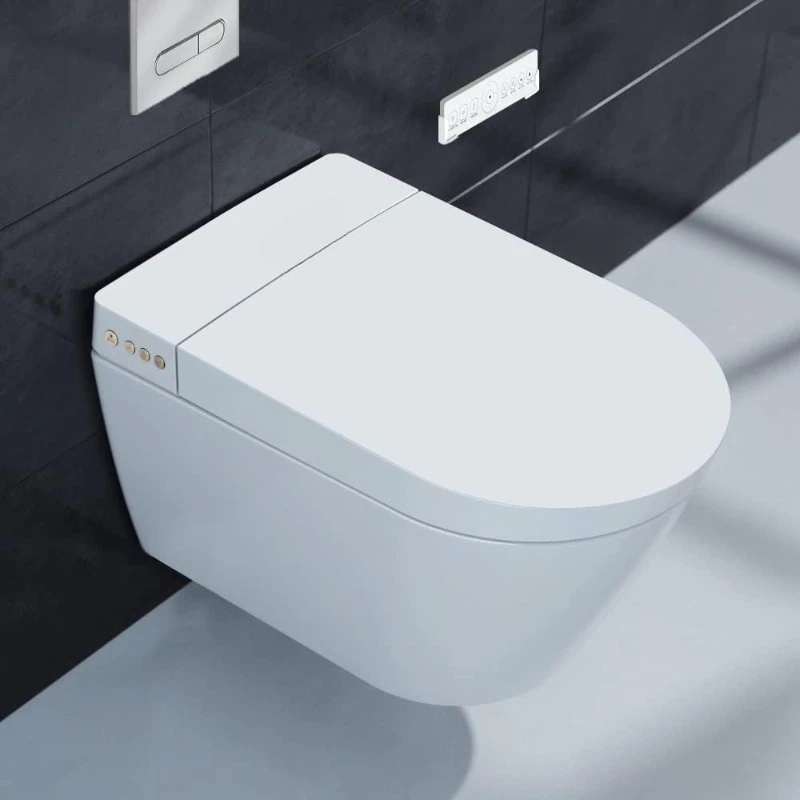 Intelligent Wall-Hung Smart Toilet with In-Wall Tank System Heated Seat,Warm Air Dryer,Auto Flush,Nightlight,Remote Control