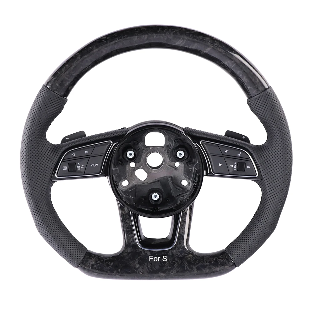 For Audi A4B9 Multi functional carbon fiber leather flat bottomed sports steering wheel