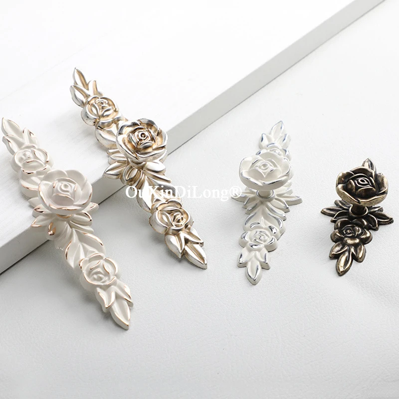 Retro 4PCS Zinc Alloy European Furniture Handles Drawer Pulls Cupboard Wardrobe Dresser Kitchen Shoe TV Wine Cabinet Pulls Knobs
