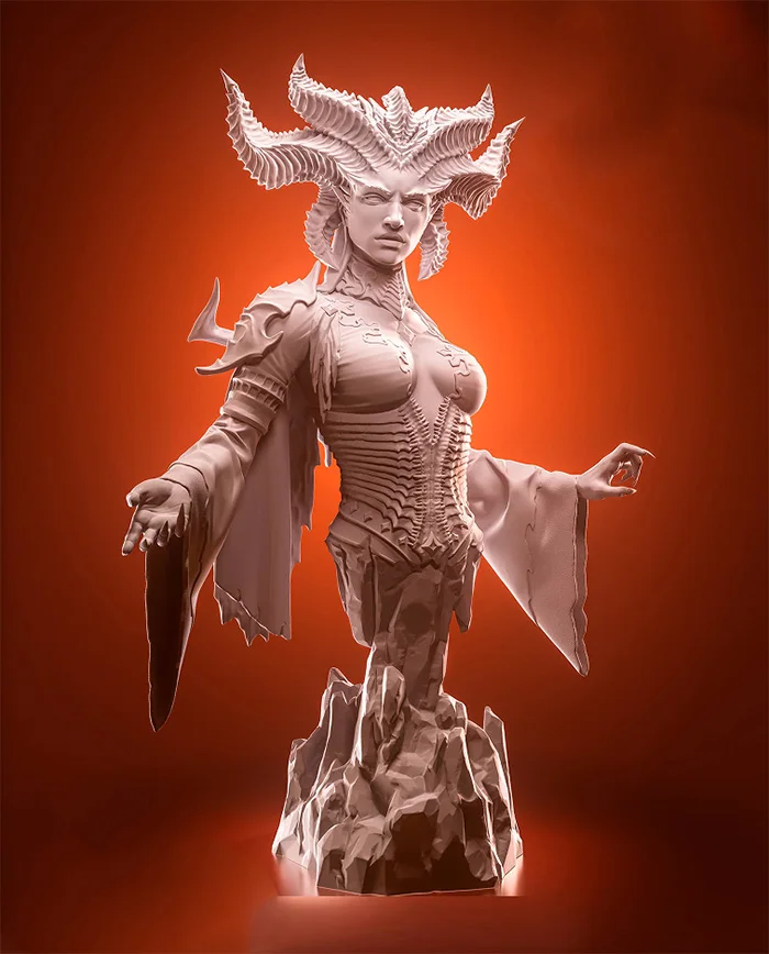 1/24 60mm 1/18 80mm Resin Model Kits Devil Queen Bust Warrior Unpainted No Color RW-1191