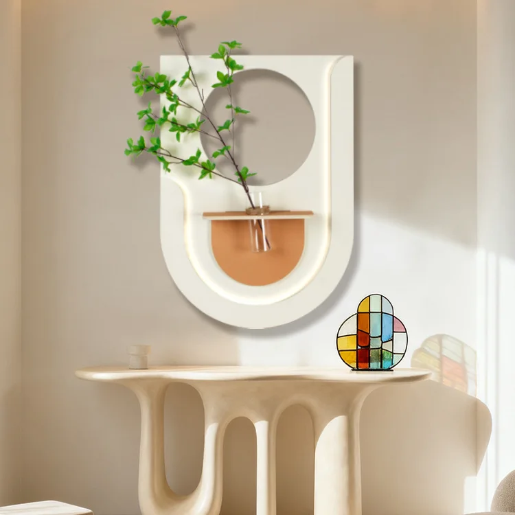 Cream-style Living Room Decor Sandstone Painting Hydroponic Greenery Lighting Hanging Ornaments High-end Restaurant Background