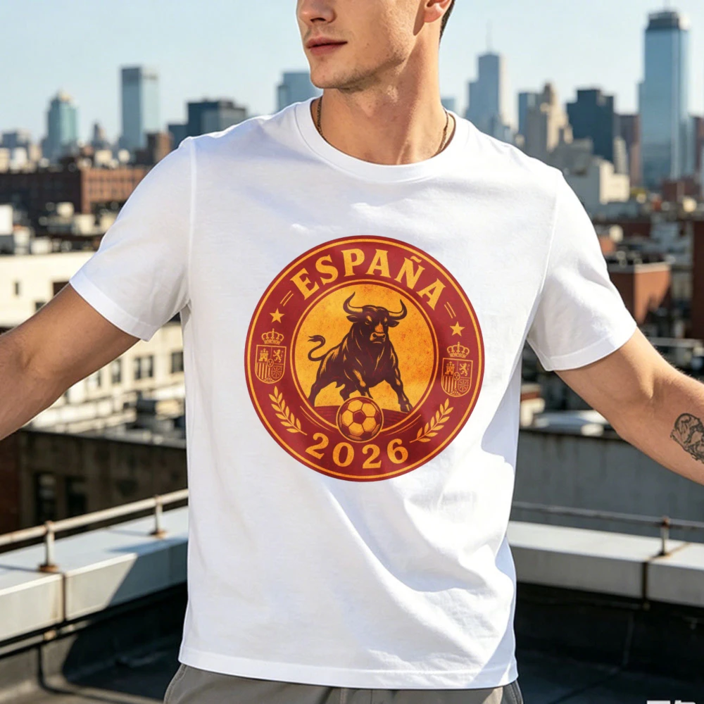 Espana 2026 Soccer Cup Retro Country T-Shirt Vintage Soccer Fan Tee España Spain Bull Emblem Crown Shield Tees Soccer Fan Tops