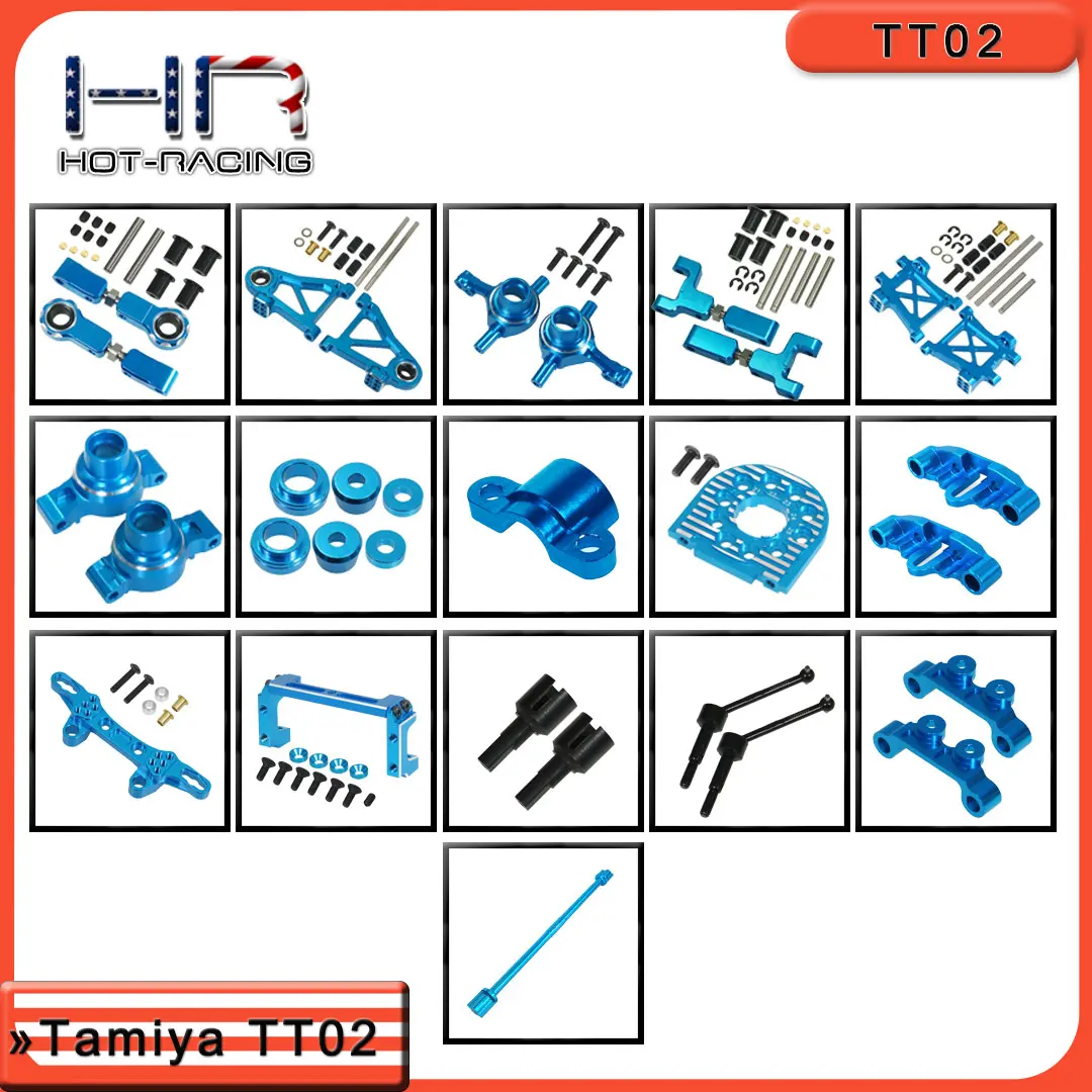 

HOT RACING Tamiya TT02 1/10 Touring Aluminum+S2 Steel Mod Upgrade Set - Arms Knuckle Shaft CVD