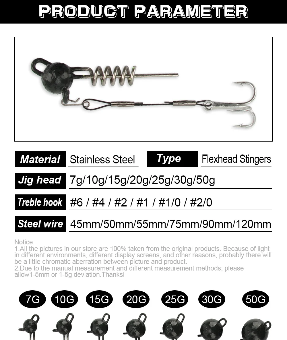 Spinpoler Screwball Jig Head Rig mit Stinger für weiche Angelköder Stahldraht Drillinge perfekt für Hechtbarsch Zander Bass – Detail 5