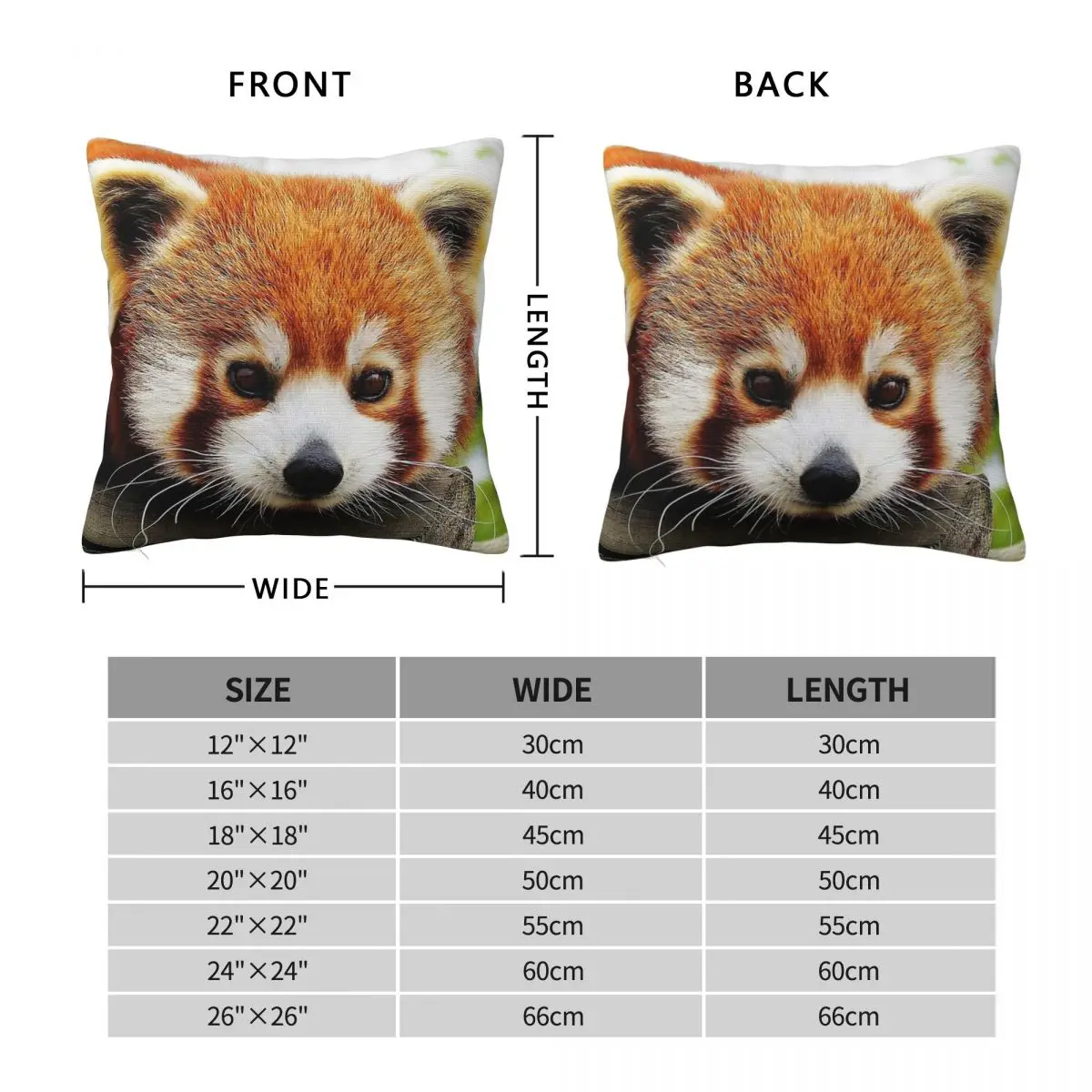 Red Panda Cozy Square Pillowcase Polyester Linen Velvet Pattern Zip Decorative Throw Pillow Case Sofa Cushion Cover Wholesale