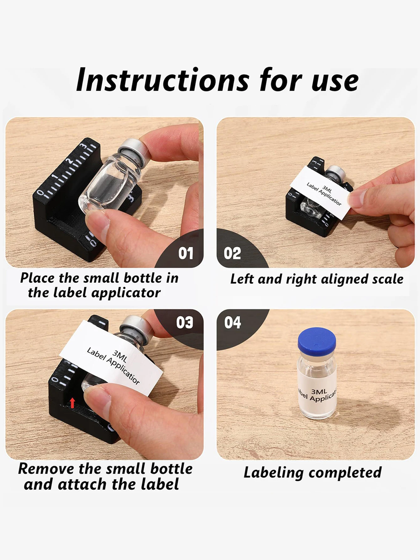 3ml/5ml Fläschchen-Etikettenapplikator Einfache Ausrichtung Präzises Aufkleberwerkzeug Wiederverwendbares Zeitsparendes Etikettierwerkzeug-Set für Kleine Flaschen – Detail 3