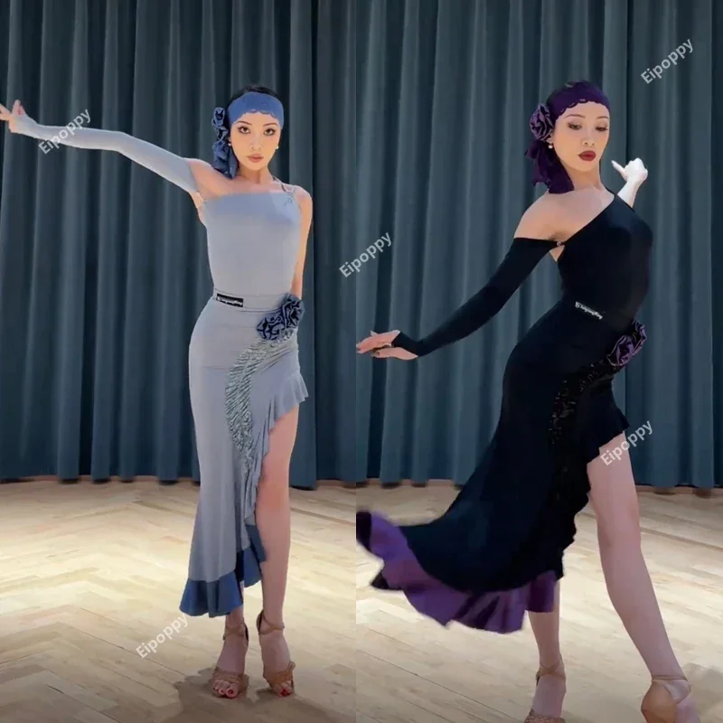 

Irregular Latin Top Long Skirt Sexy Latin Dance Costumes Stage Performance Clothes Women Latin Dance Clothing