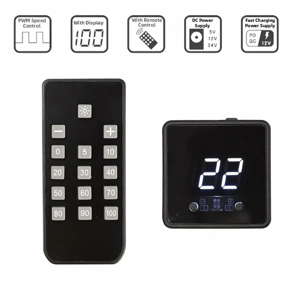 5/12/24V PC For PWM Fan Controller With Digital Speeds Control & Display DC5521 For DIY Cooling System Router Small Case
