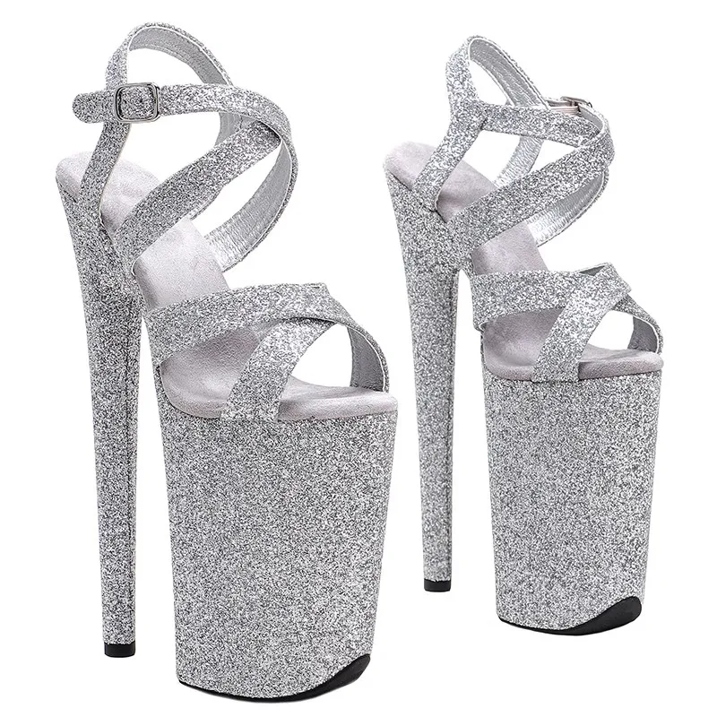 

Peep Toe 23CM/9inches Glitter Upper Plating Platform Sexy High Heels Sandals Pole Dance Shoes 013