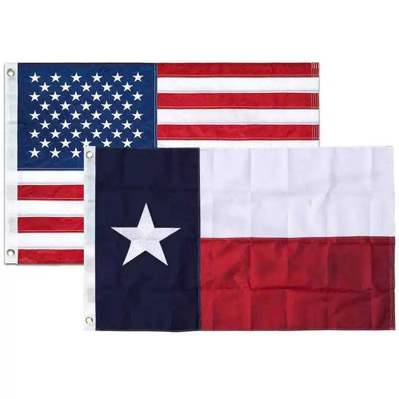 

Embroidered Texas Flag USA Banner 3x5 Feet Oxford Nylon Durable Waterproof Brass Grommets Stitched American Flags Banners