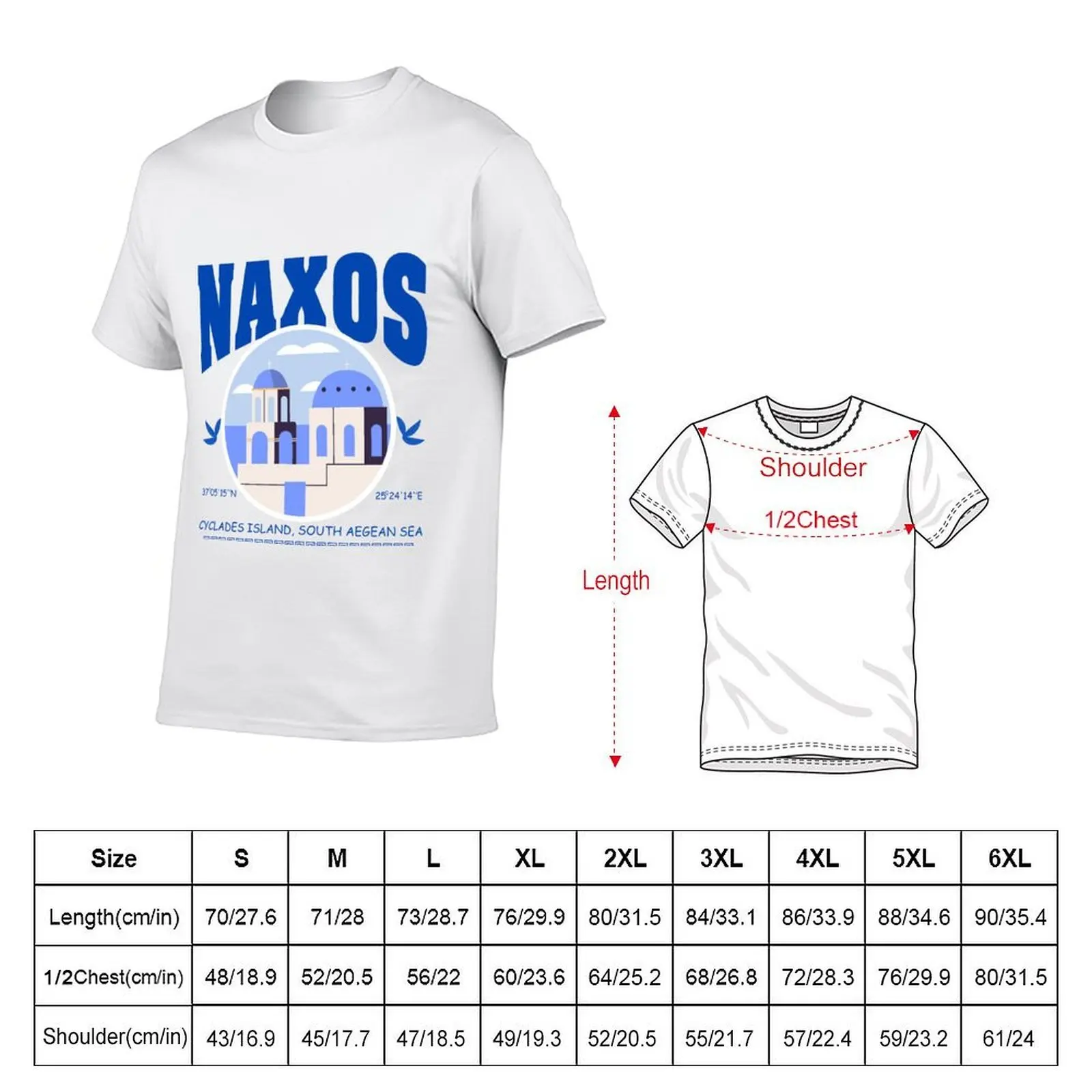 تي شيرت Naxos Cyclades Island تي شيرت رجالي من القطن عالي الجودة تي شيرت مصمم