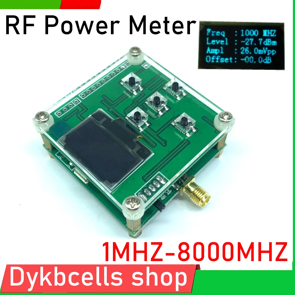 1MHZ-8000MHZ 8GHz RF power attenuation OLED display RF power meter value digital meter 500MHZ 3GHZ+ Sofware 10W 30DB Attenuator