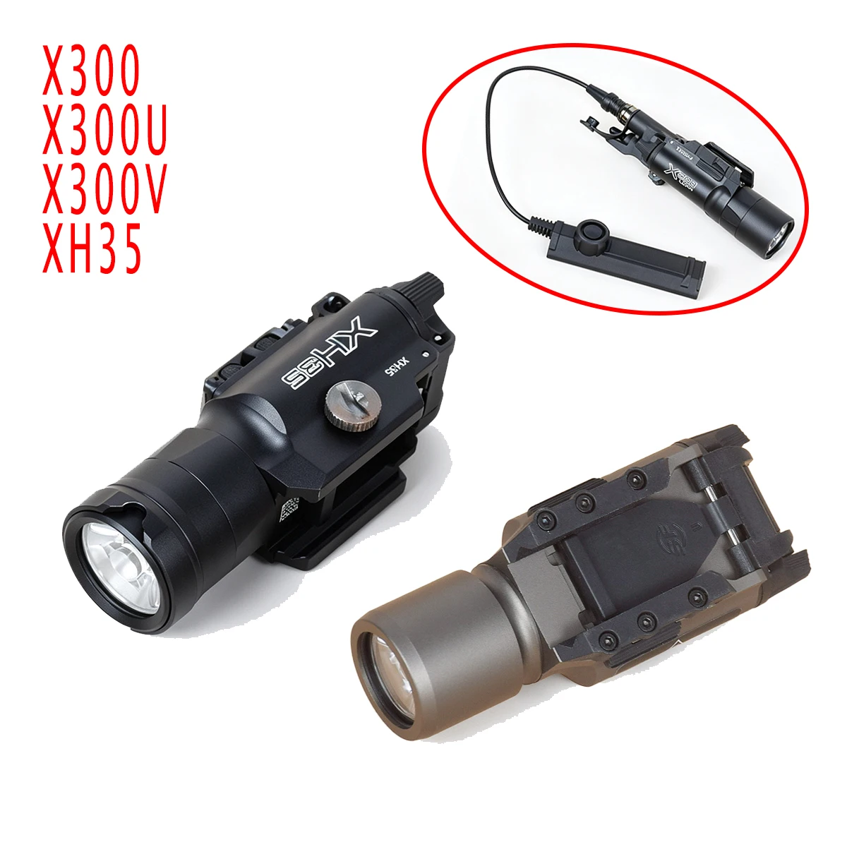 Tactical Surefire X300 X300U Ultra X300V XH35 Pistol Flashlight Strobe LED Light Metal Scout Light Fit Airsoft Hunting