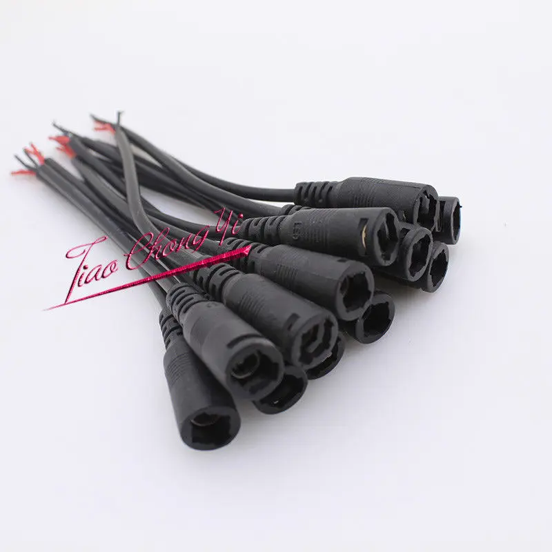 

22AWG 15cm 5.5x2.1mm DC connectors with locking buckle Female Male Plug Black Color