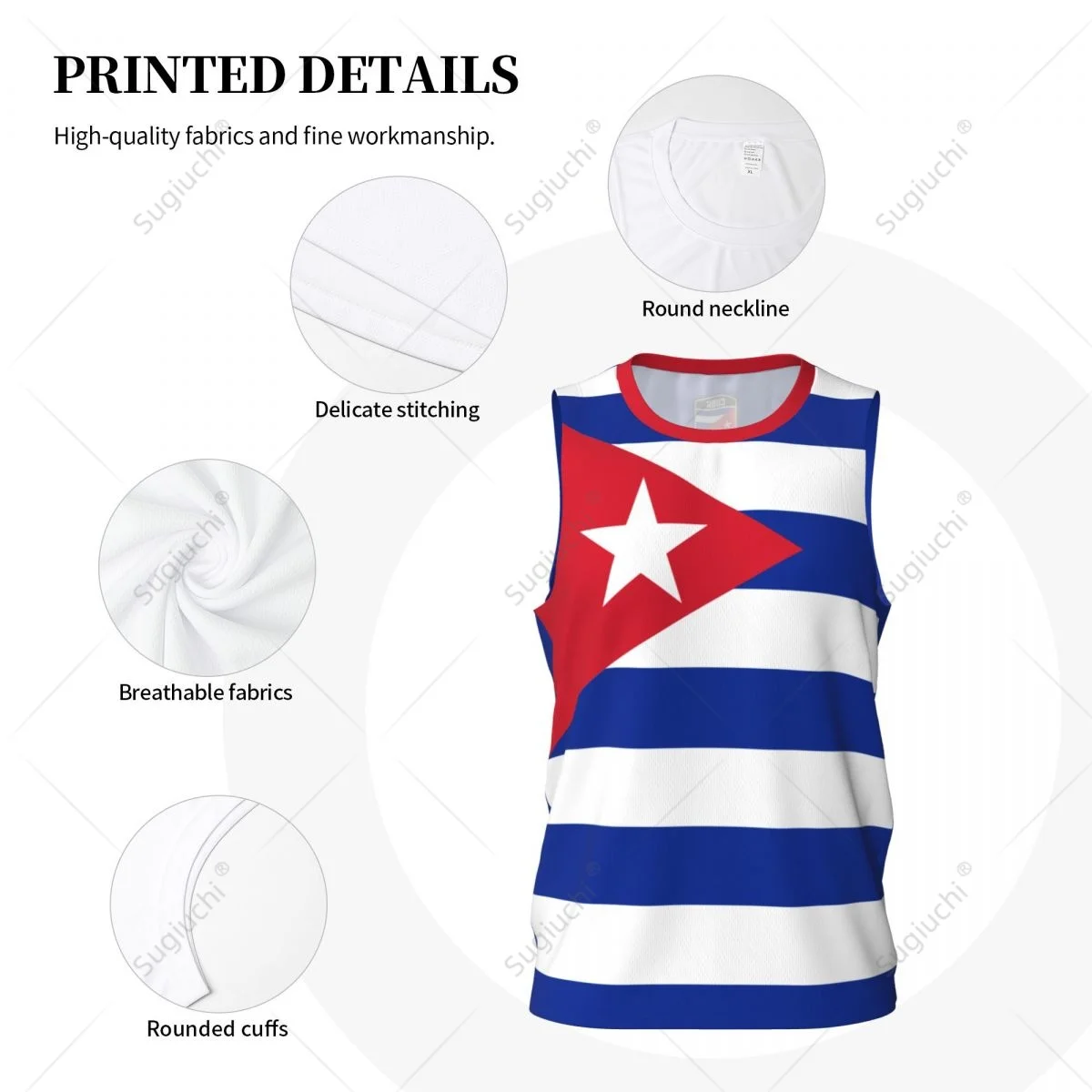 Cuba Flag Men Basketball Sports Jersey Running Fitness Multifunction Sleeveless tshirt Exclusive Custom Name Nunber