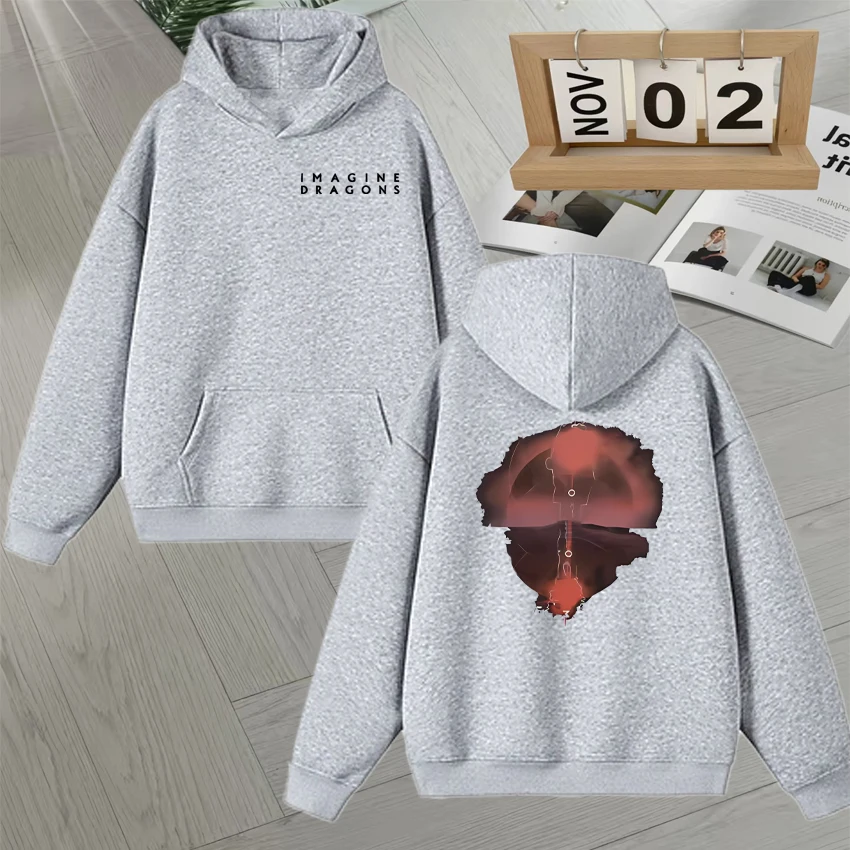 2025 Hoodie Rock Band Imagine Dragons Loom World Tour Men Women Fashion Hip Hop Long sleeve Oversized Fleece Sweatshirt Unisex