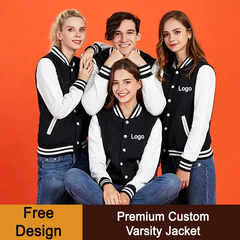Premium Custom Varsity Jackets Men Fashion Personality Logo Design Long Sleeve Baseball Clothes Couple Casual Street Coats