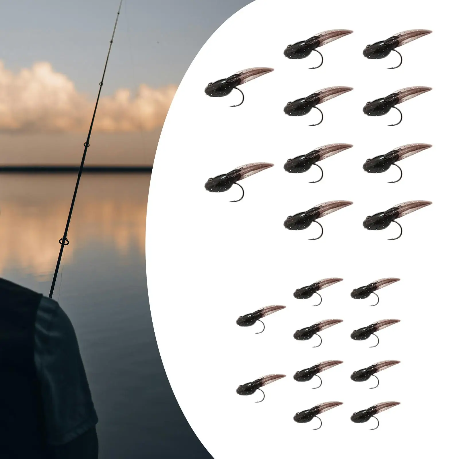

10x Fly Fishing Lures Tadpole Shape Fishing Baits for Outdoor Men Trout