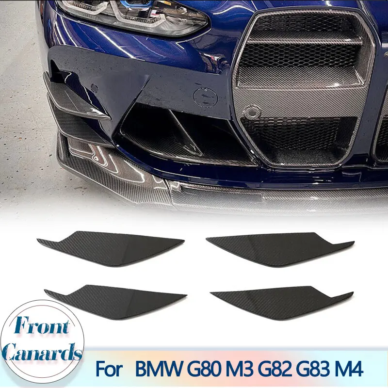 Car Front Bumper Side Canards Trims for BMW G80 M3 G82 G83 M4 2D 4D 2021 2022 Dry Carbon Fiber Front Canards Fins Splitters