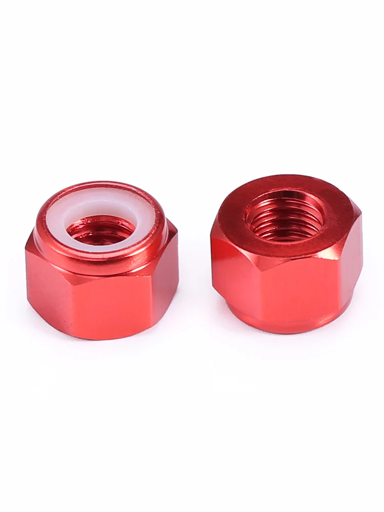 5/10pcs M2 M3 M4 M5 Colourful Anodized Aluminum Alloy Nylon Insert Lock Hex Nuts RC Car Accessories Motor Self-Locking screw cap