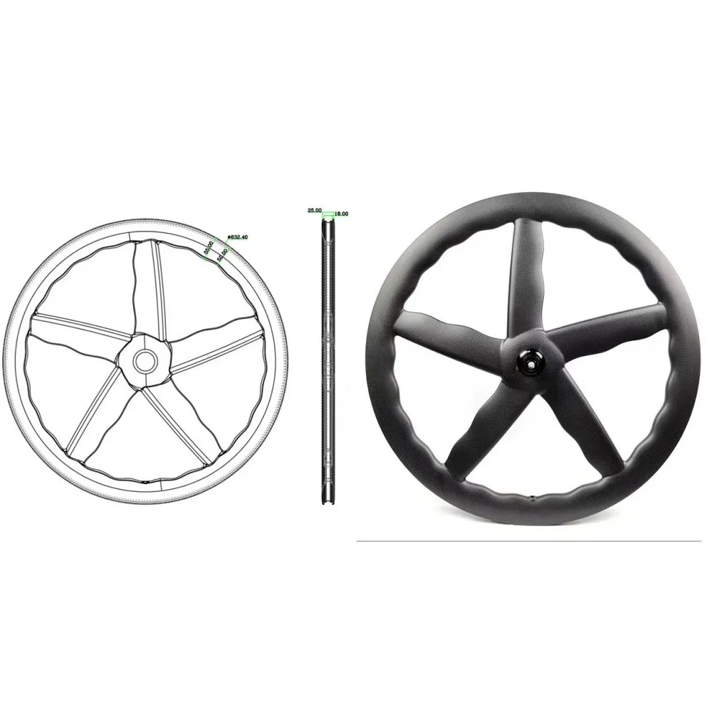 

700C Rim 25mm Width 5 Spoke Wheels Road Track Bicycle Wave Shape Wheelset Tubeless Tubular
