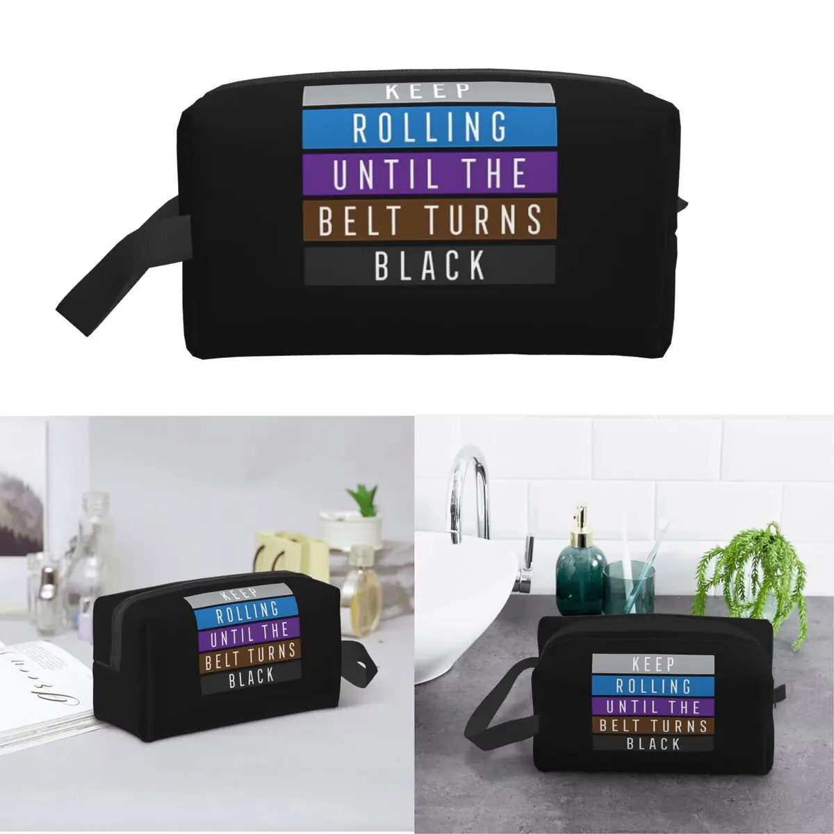 Jiu Jitsu BJJ Keep Rolling Light Makeup Bag Cosmetic Organizer Storage Dopp Kit Toiletry Cosmetic Bag for Women Beauty