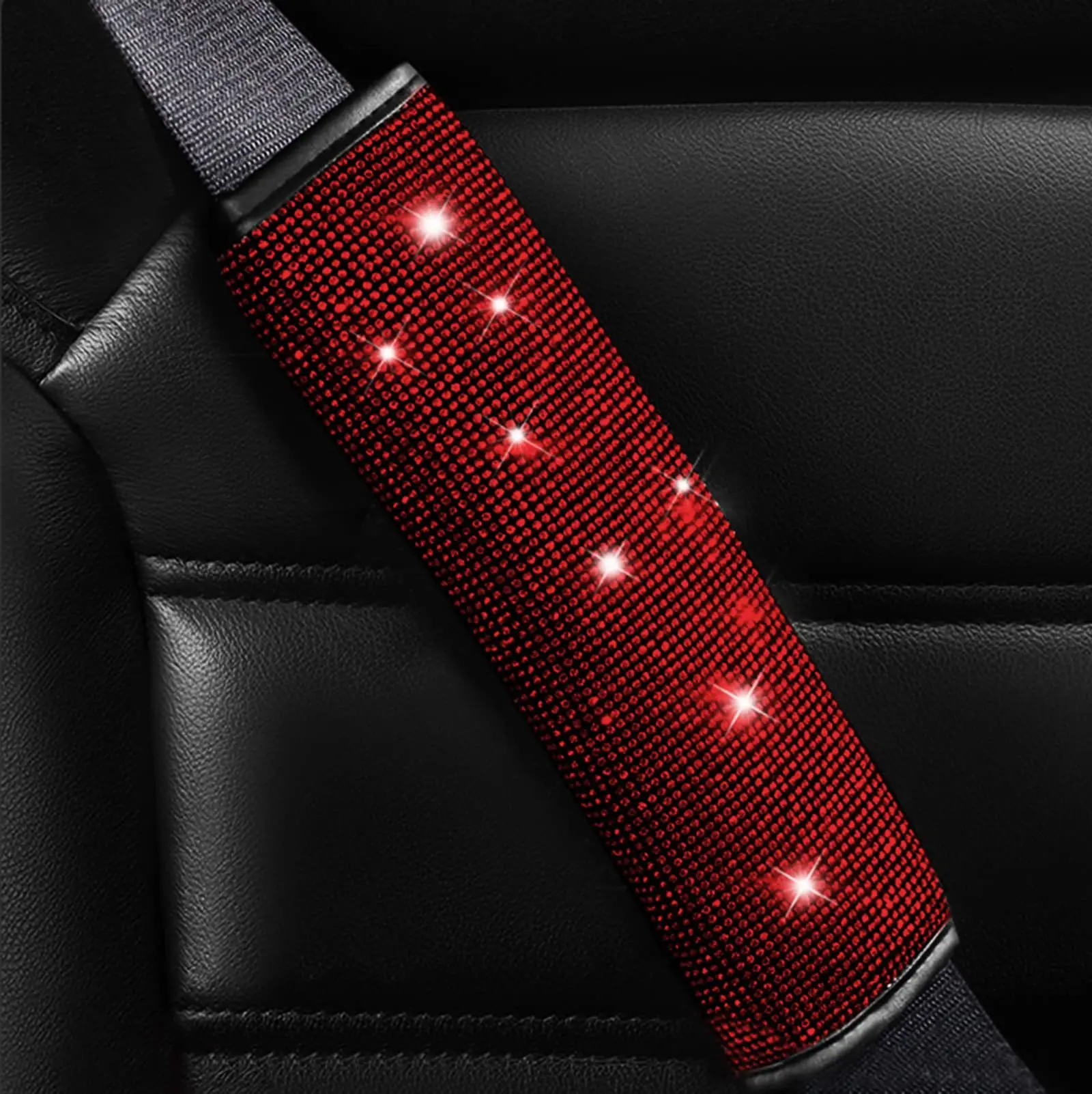 38 cm Bling Auto Zubehör Set Für Frauen Strass Lenkrad Abdeckung Sicherheitsgurt Abdeckungen Getriebe Shift Abdeckung Diamant Tasse Pads – Detail 30