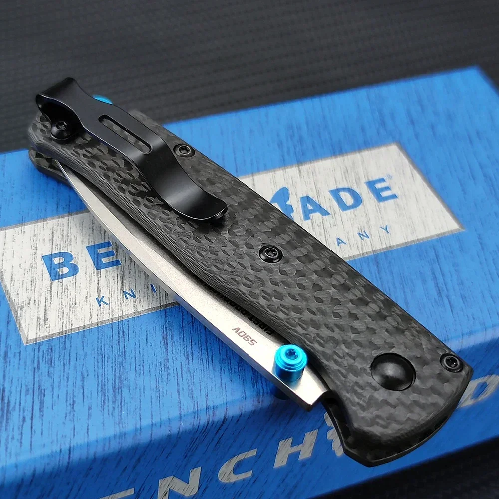 Tactical BM 533-3 Folding Pocket Knife Carbon Fiber Handle Outdoor Wilderness Survival Camping EDC Tools Hunting Self Defense