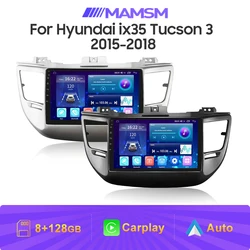 2 Din Carplay Head Unit For Hyundai Tucson 3 ix35 2015 - 2018 Multimedia Android 12 .0 Car Radio 4G WiFi DVD Auto GPS Navigation