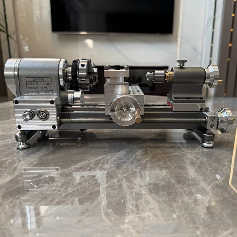 Precision High Performance Micro Lathe CNC Adjustable Accuracy Equipped with 24V Power Supply Metal Lathe Model Toy