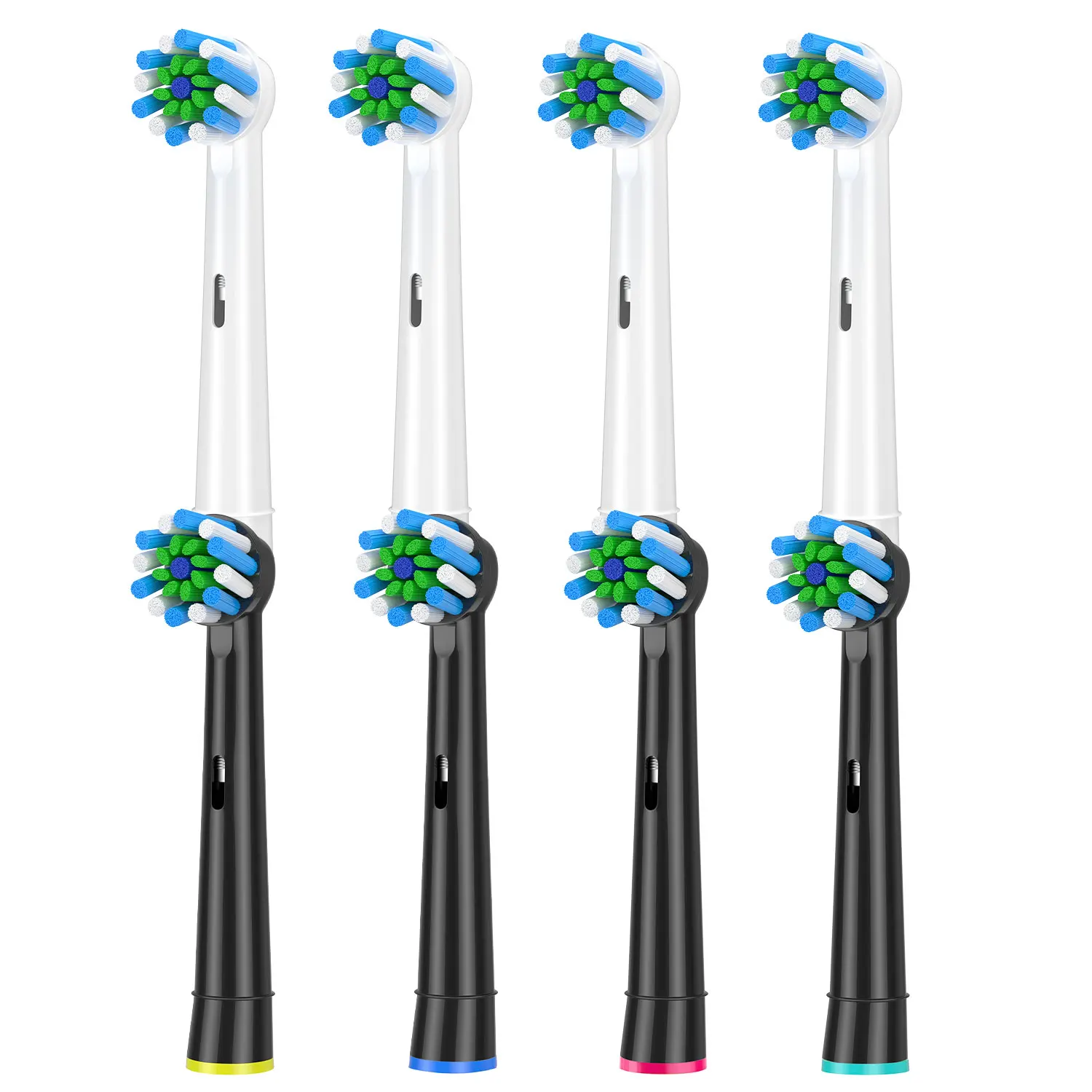 8pcs Cross Clean Replacement Heads Compatible with Oral B Electric Toothbrush, 4pcs White and 4pcs Black